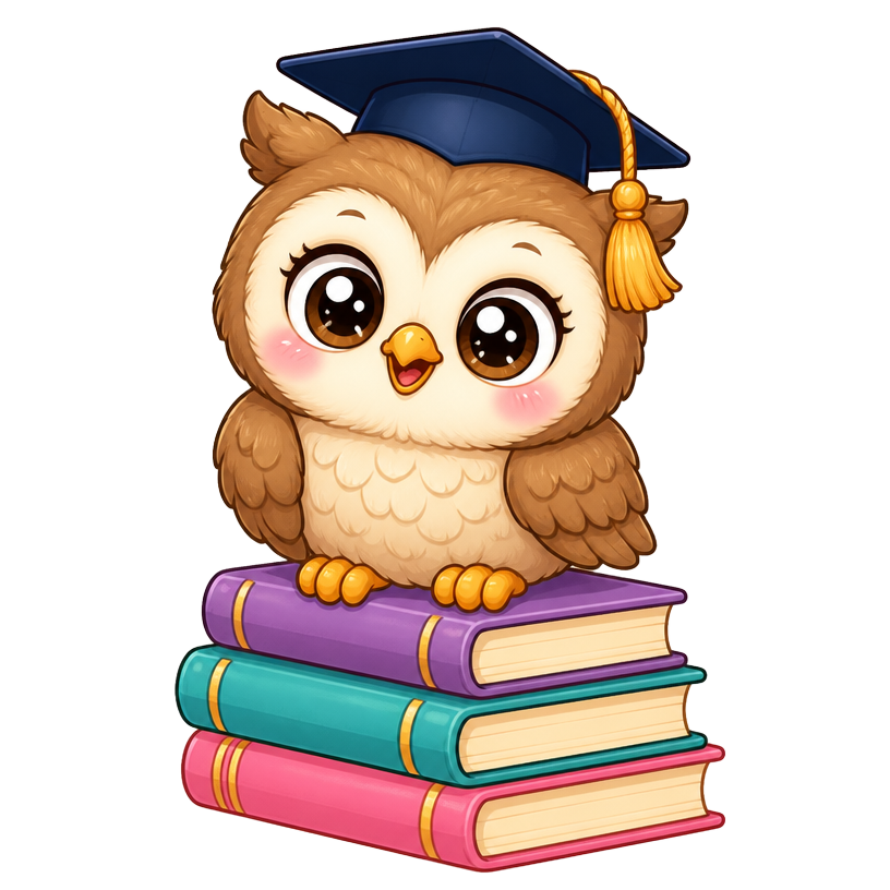 A wise owl on a stack of books