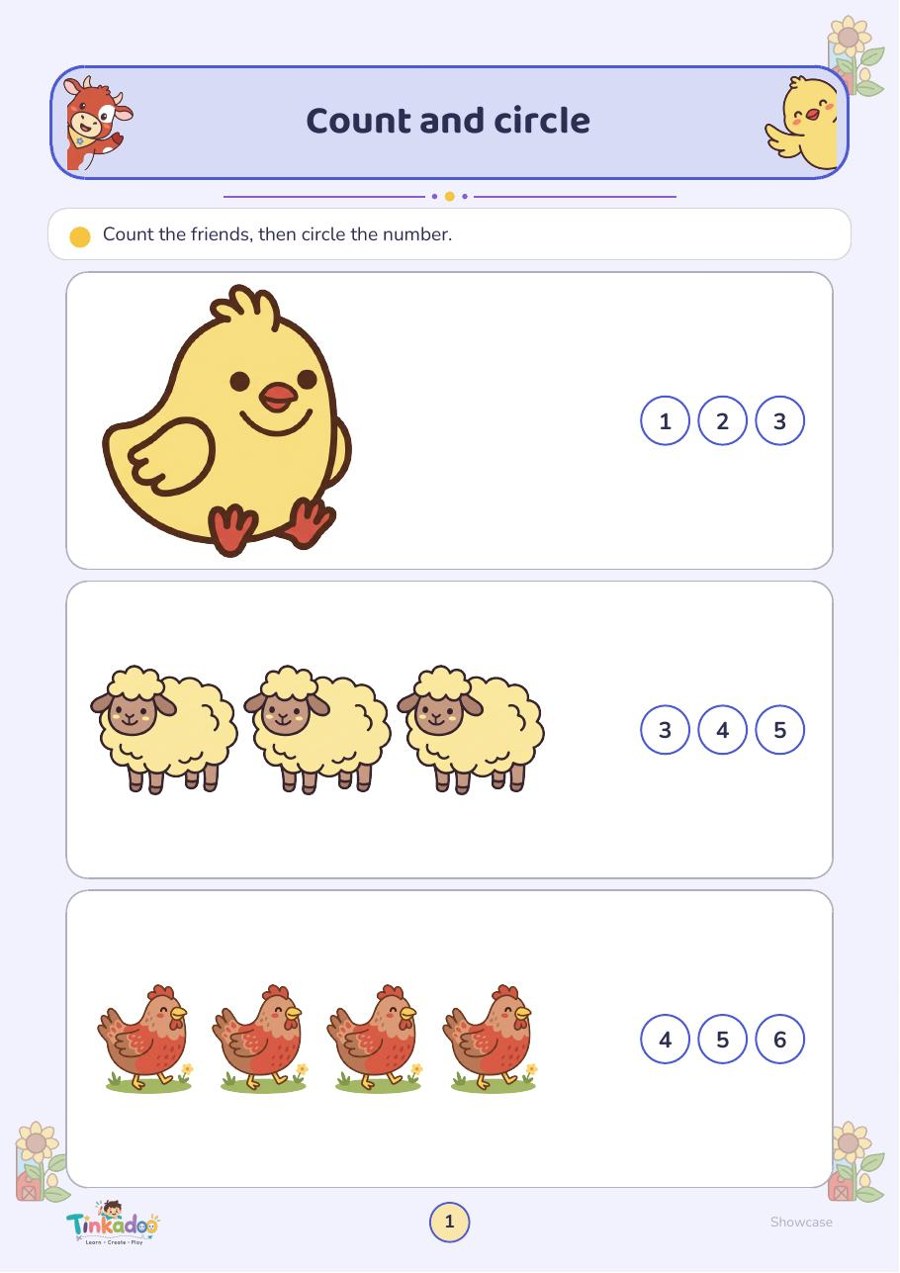 Inside page: a themed counting activity