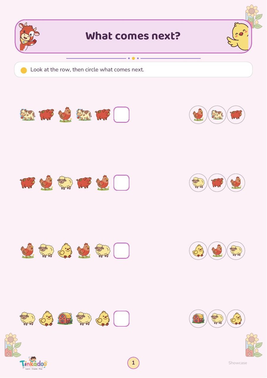 Pattern puzzles activity page example