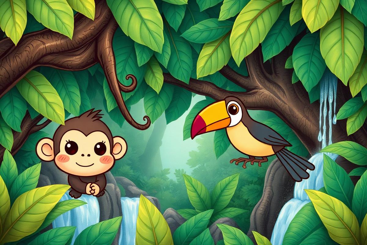 Rainforest activity book illustration
